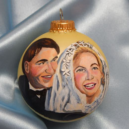 Hand-Painted Christmas Ball Wedding Couple Portrait