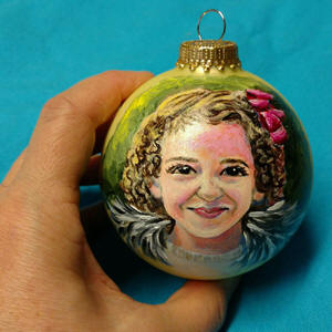 Hand-Painted Christmas ball portrait of child