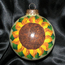 Hand-Painted Christmas Ball Sunflower Floral