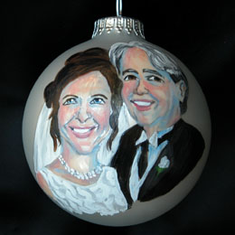 Hand-Painted Christmas Ball Wedding Couple Portrait