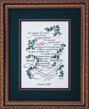 I Corinthians 13 Personalized Calligraphy Wedding Gift
