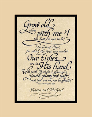 Grow Old Along With Me Personalized Calligraphy Wedding Gift