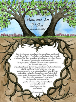 Two Trees Personalized Calligraphy Wedding Gift