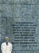 "wwII veteran next to monument" artwork