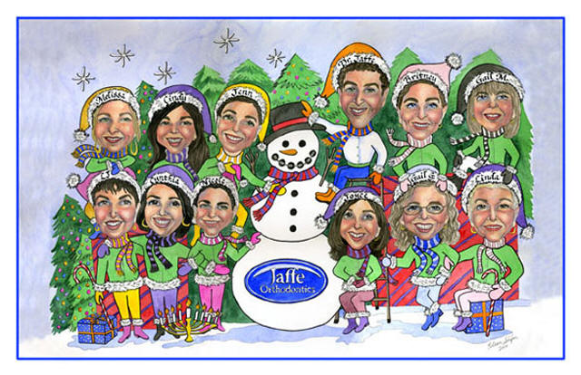 Caricature Christmas Cards for Office and Corporate