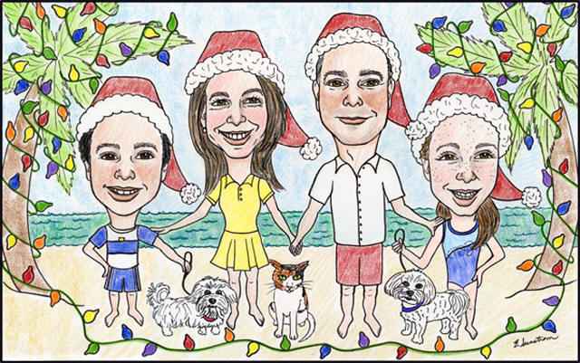 Famiily Caricature Christmas Card