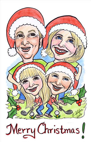 Family Caricature Christmas Card