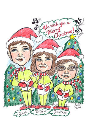Family Caricature Christmas Card