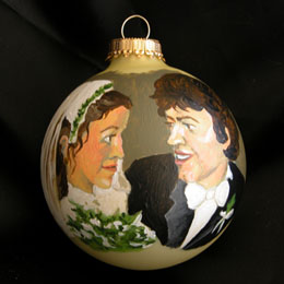 Hand-Painted Christmas Ball Wedding Couple Portrait