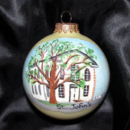 Hand-Painted Christmas Ball Church Portrait